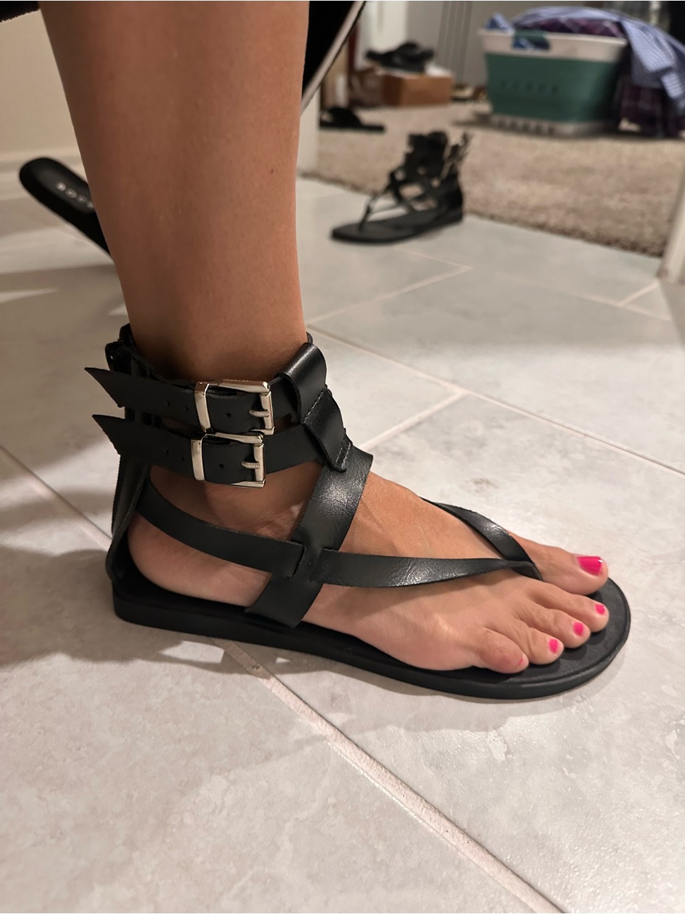 Sonoma Black Double-Buckle Gladiator Sandals